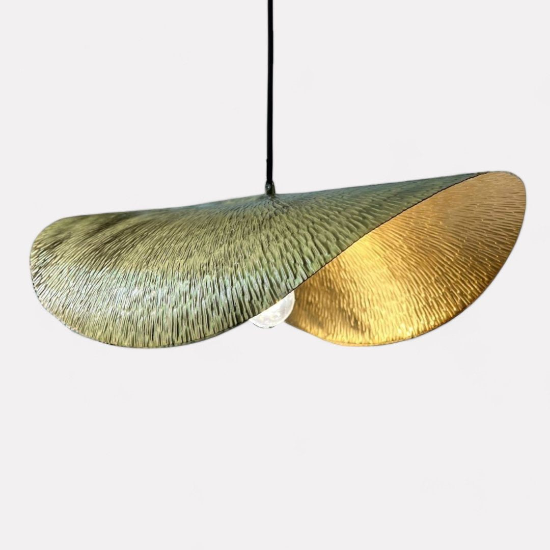 Vivienne, Hammered Brass Pendant, Textured Elegance with a Parisian Chapeau-Inspired Shade