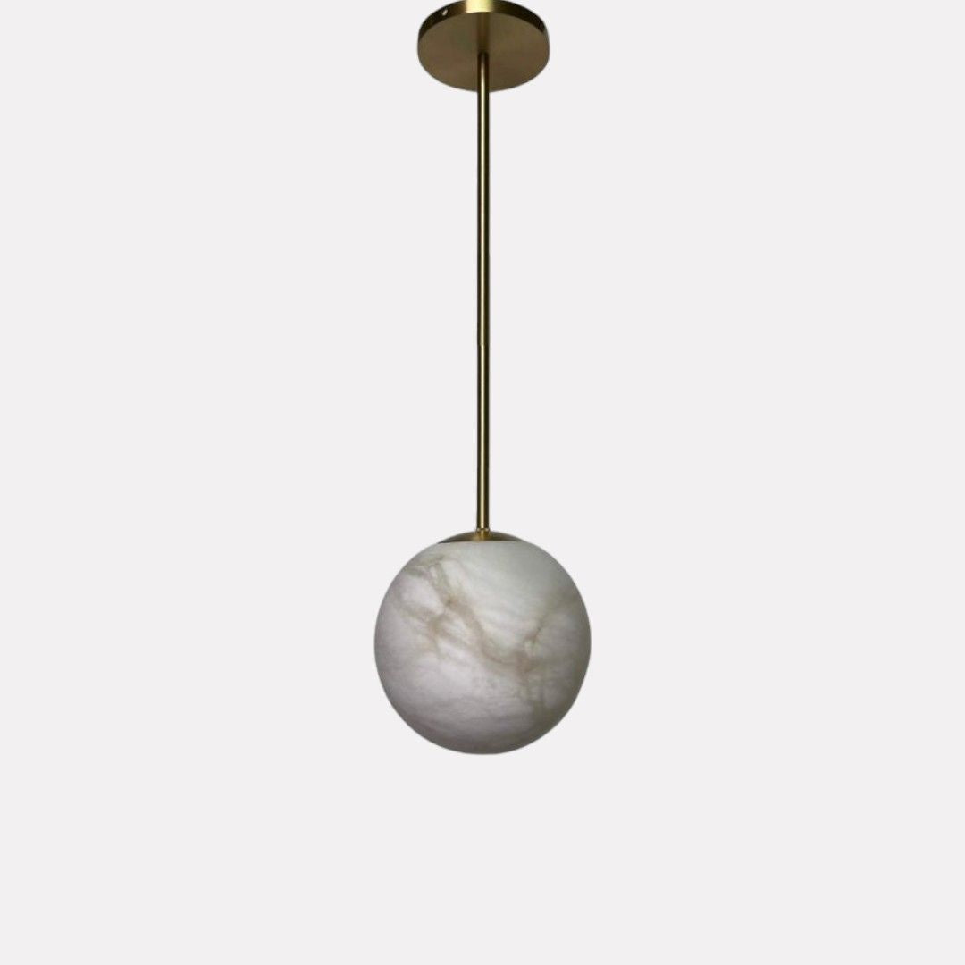 Aria, Timeless Alabaster & Solid Brass, Globule Pendant, a Symphony of Simplicity for Versatile Spaces