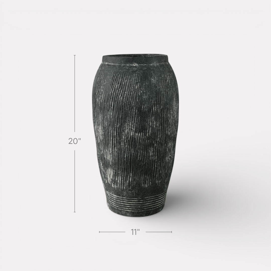 Pompeii Colossus, Fiber Clay Vessel in Weathered Black 11"D x 20"H