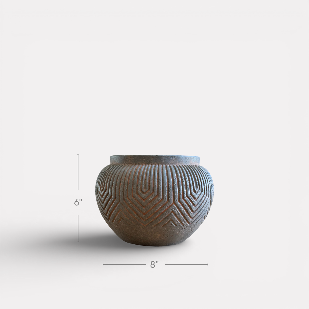 Linden Concrete Vessel in Rustic Umber, 8"D X 6"H