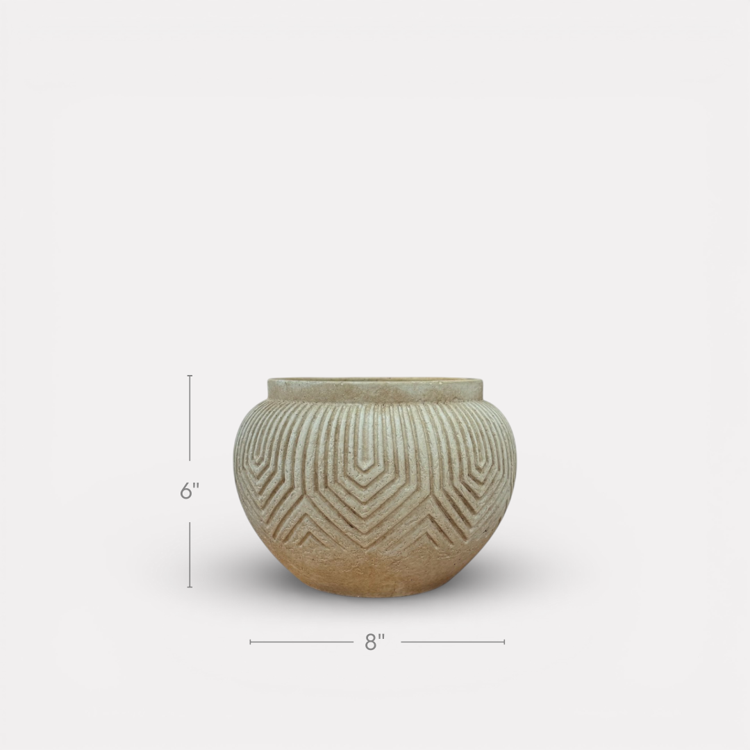 Linden Concrete Vessel in Natural Sandstone, 8"D X 6"H