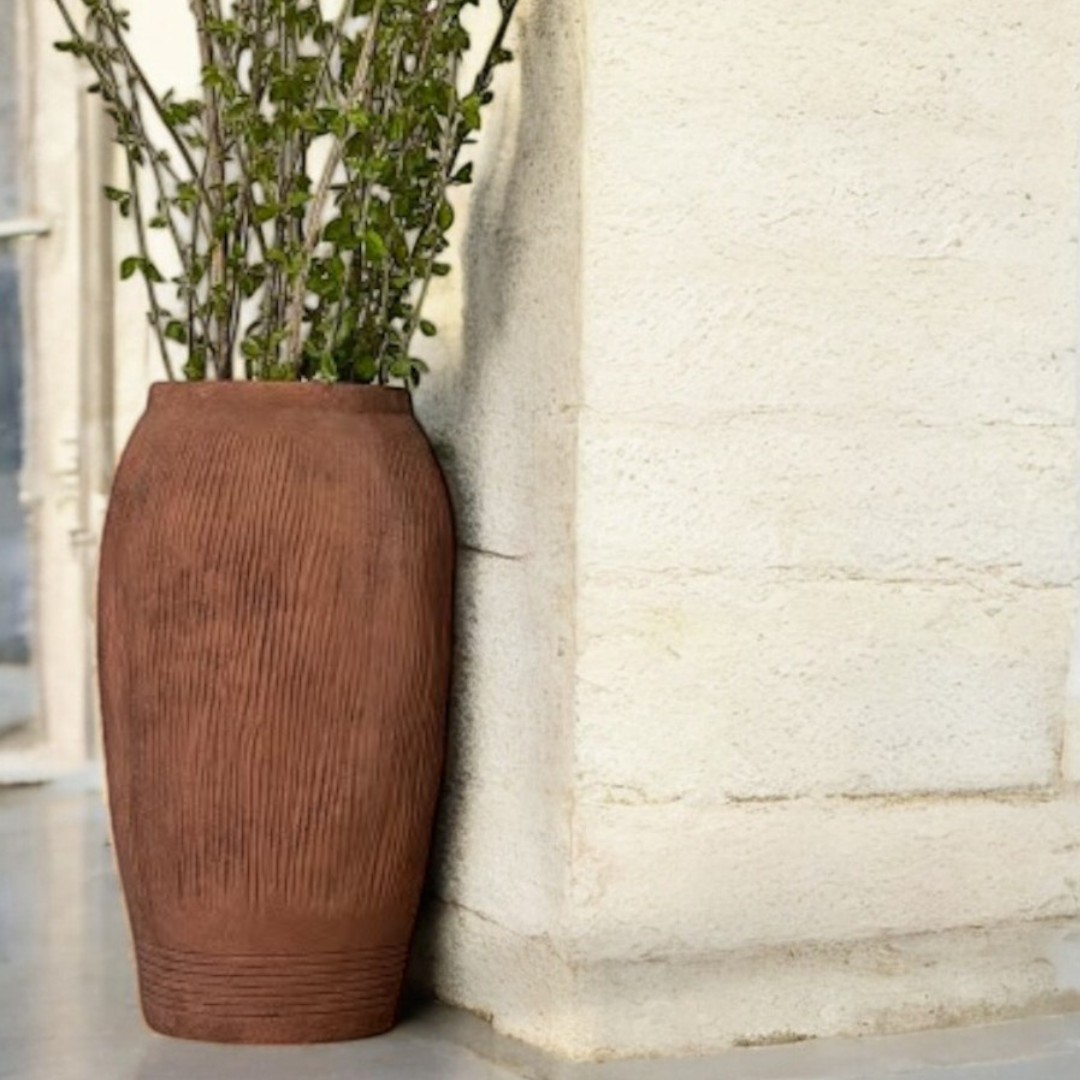 Pompeii Colossus, Fiber Clay Vessel in Burnt Sienna 11"D x 20"H