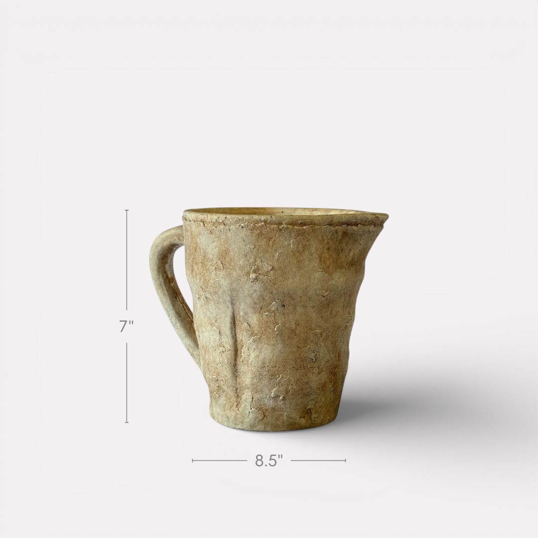 Valencia Carafe-Style Cement Planter, Hand-Painted in Aged White, 8.5"D x 7"H