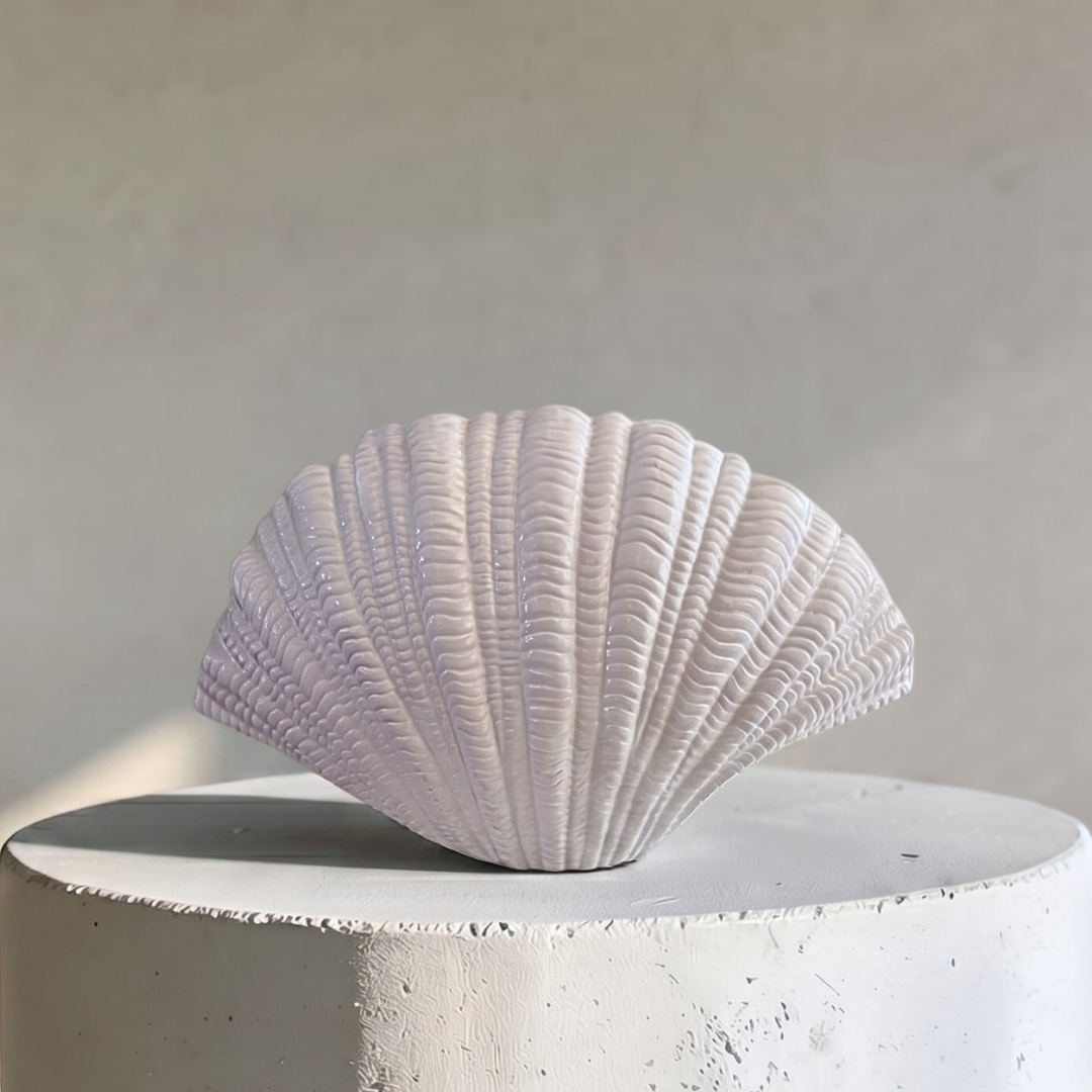 Coraline, Terracotta Vase Hand-painted in Oyster White, 12.2"L x 8.2"H