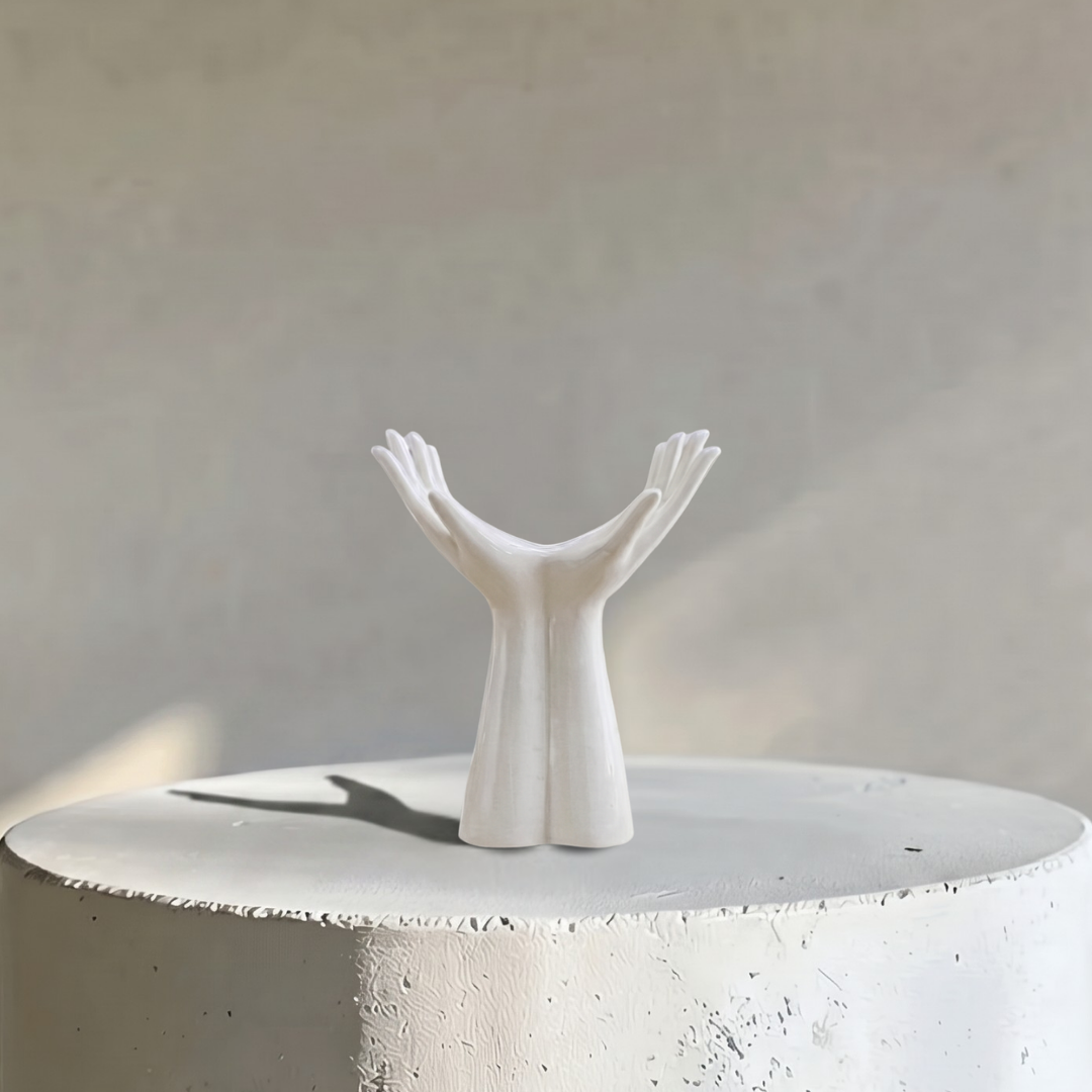 Gratia,Ceramic Handcrafted Vessel of Elegance and Harmony, 7.1"L x 8.5"H