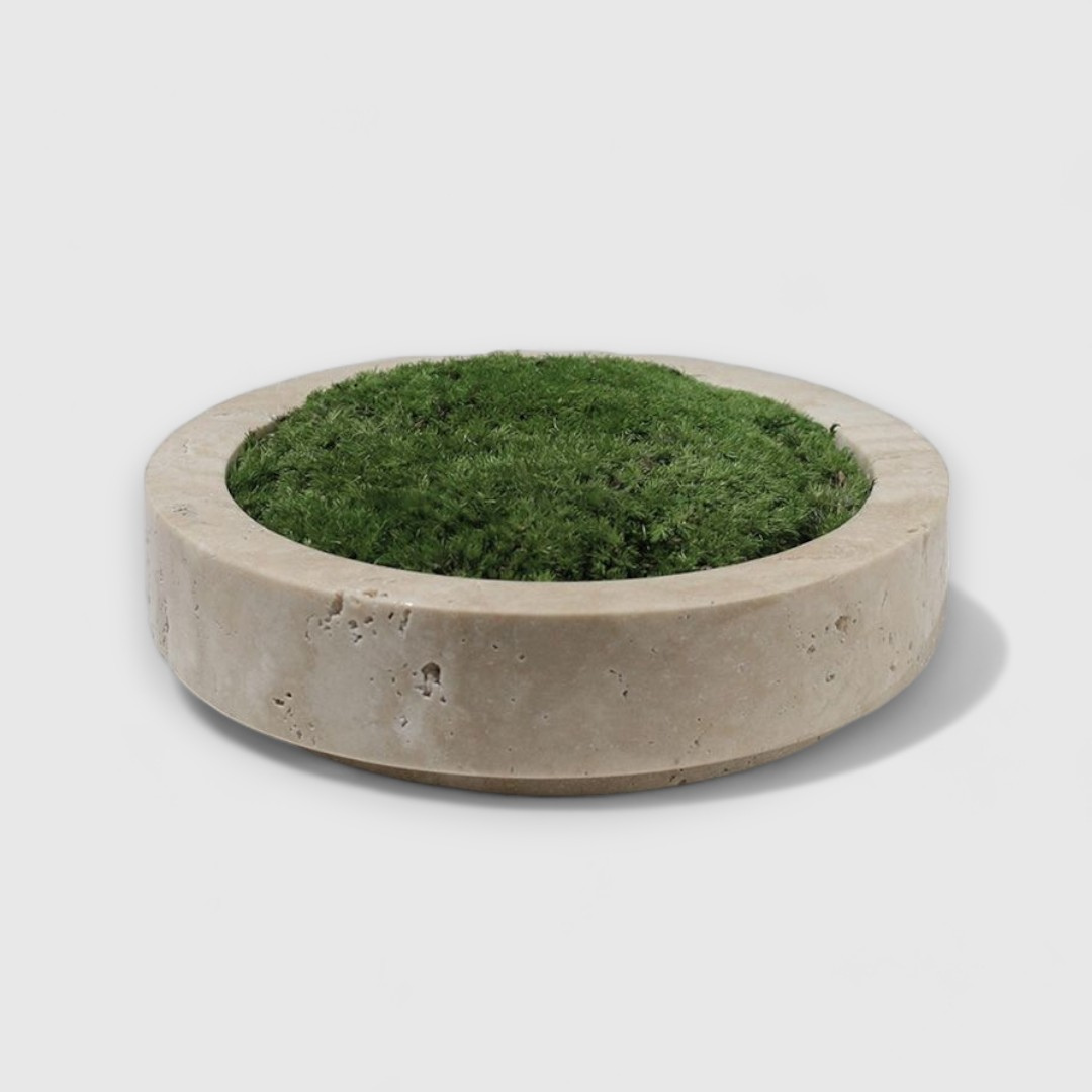 Natura Stone Travertine Round Shallow Tray