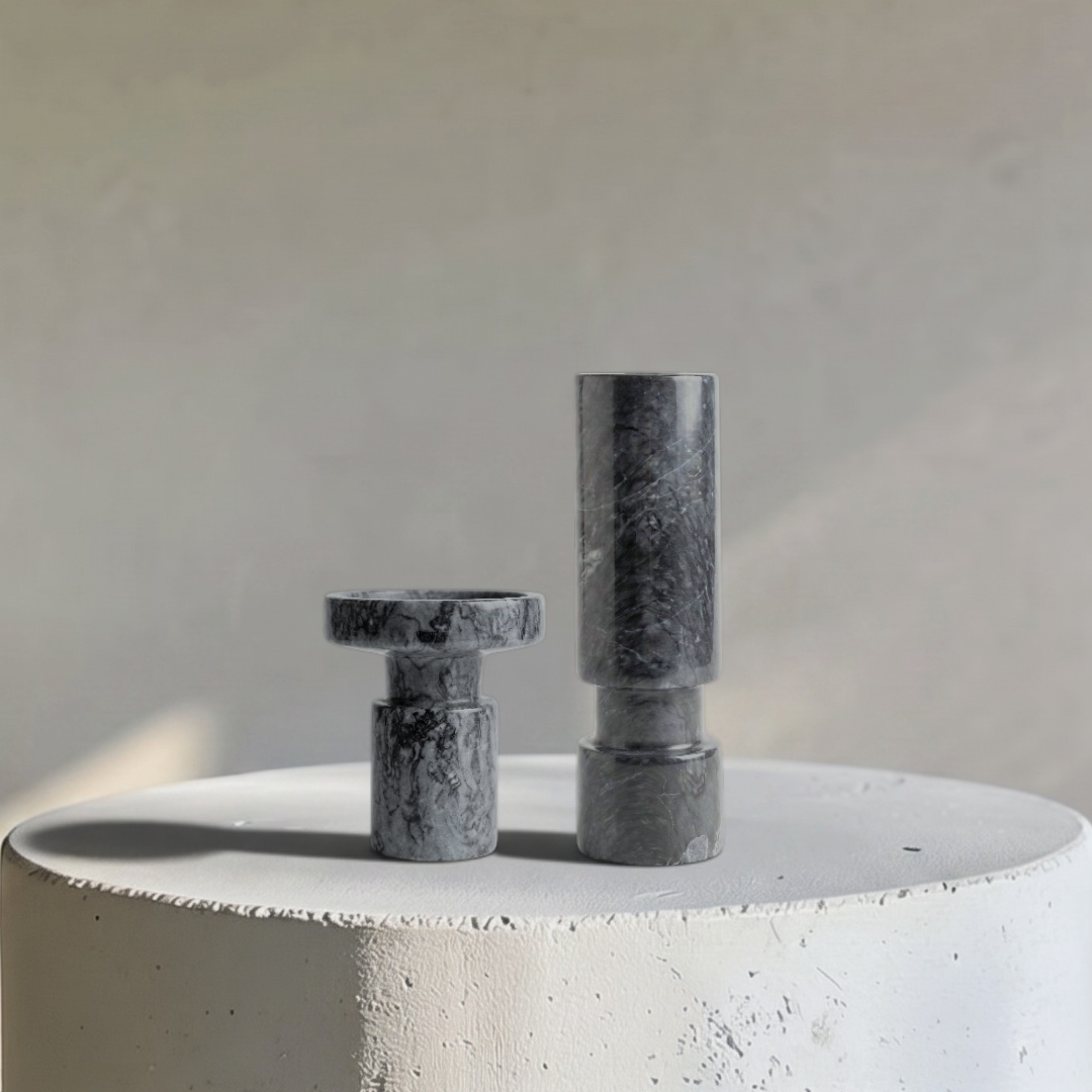 Noir Oceana Marble Candle Holders
