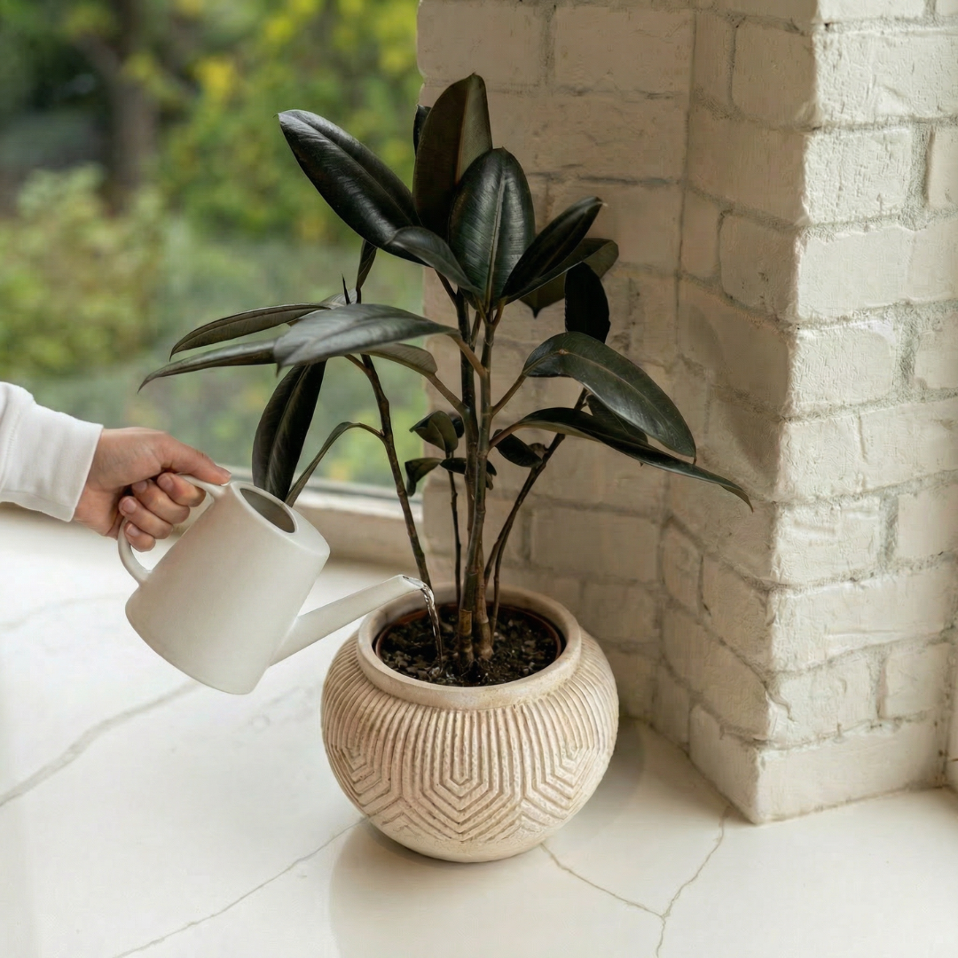 Linden Concrete Vessel Natural Sandstone, 8"D X 6"H