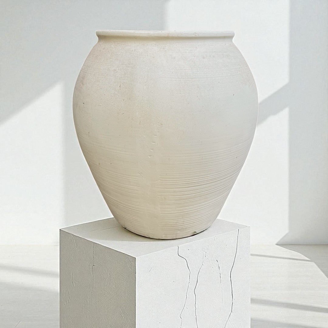 Cyprus XL, Fiber Clay Pot, Hand-painted in Clamshell, 19.6"D x 19.6"H