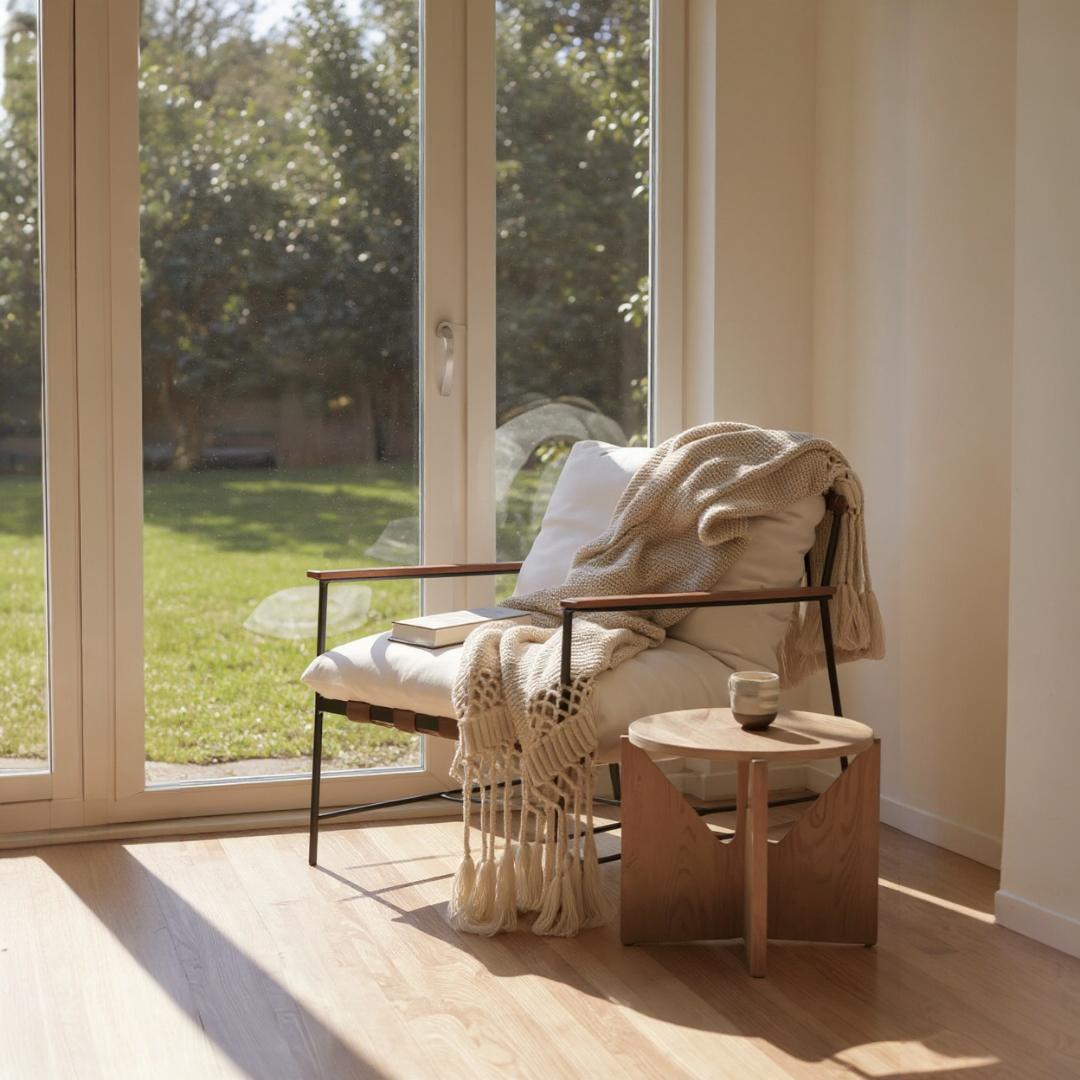 Vera, Steel & Leather Oversized Lounge Chair in White, 33”L x 41”W x 34”H