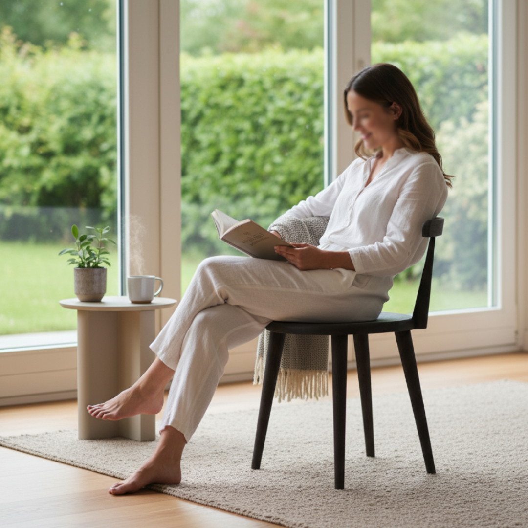 Auren, Oak Dining Side Chair in Charred Oak Finish, 22"D x 28"H