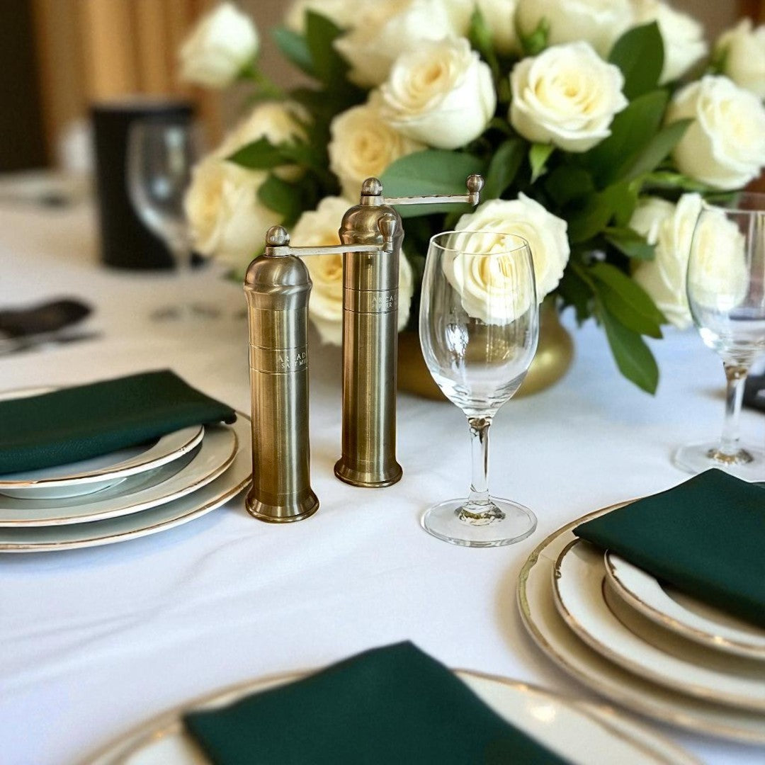 Arcadia, Vintage European Salt & Pepper Mill, Solid Brass, Timeless and Elegant Grinders 2.0