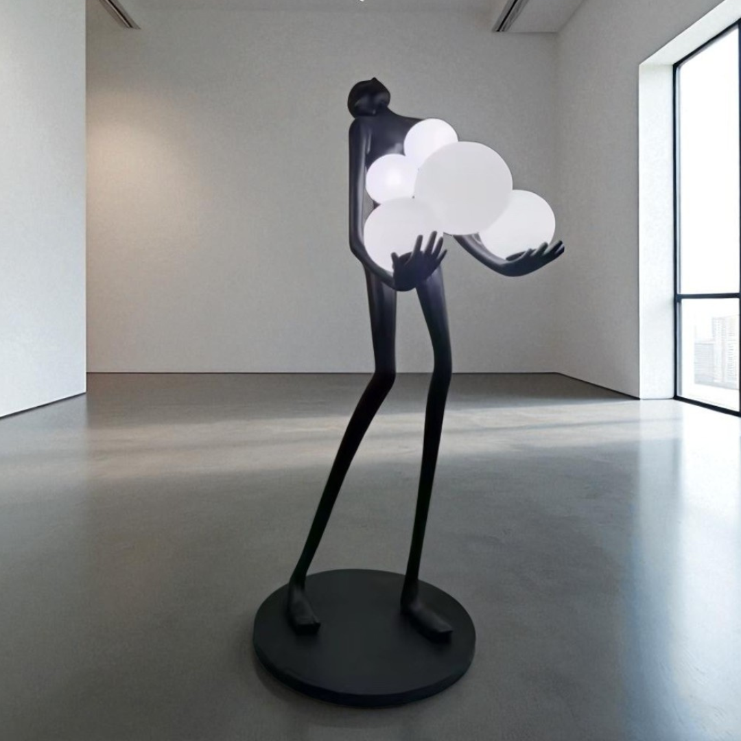 Dario, Sculptural Man, Artistic Floor Lamp 30" D x 86" H
