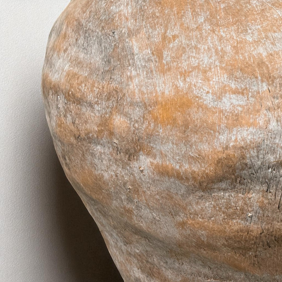 Mojave Rustique Fiber Clay Vessel, Hand-Painted in Aged Terracotta 15.7" D x 18.8" H