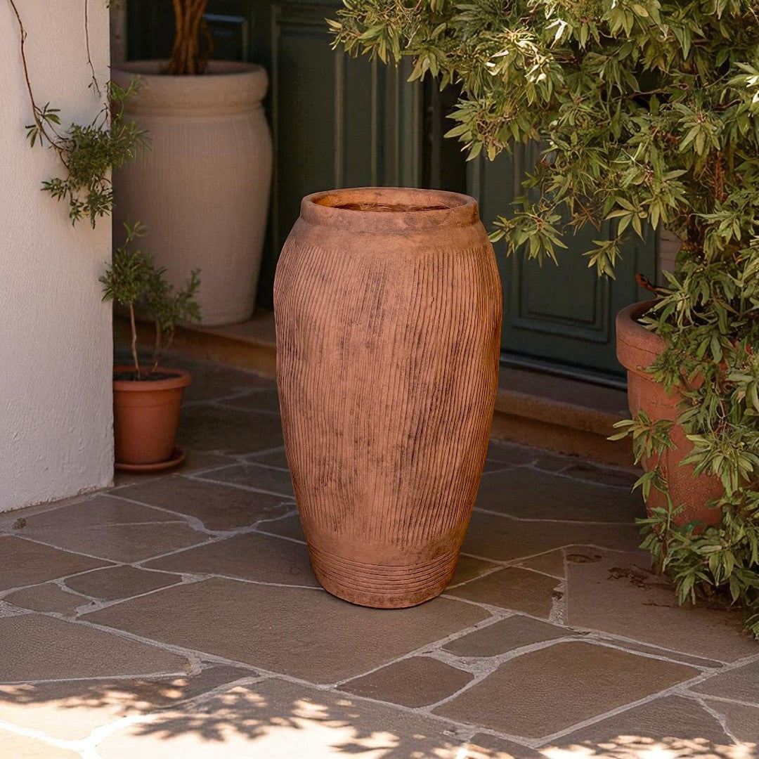 Pompeii Colossus, Fiber Clay Vessel in Burnt Sienna 11"D x 20"H