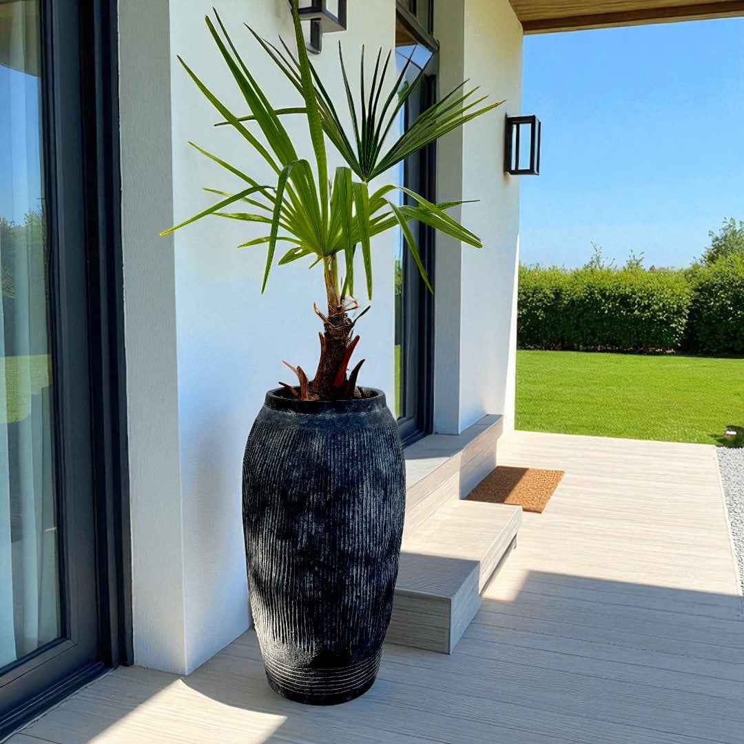 Pompeii Colossus, Fiber Clay Vessel in Weathered Black 11"D x 20"H