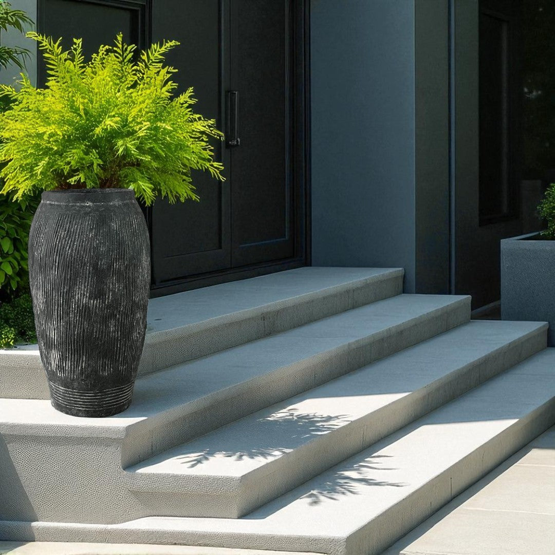 Pompeii Colossus, Fiber Clay Vessel in Weathered Black 11"D x 20"H