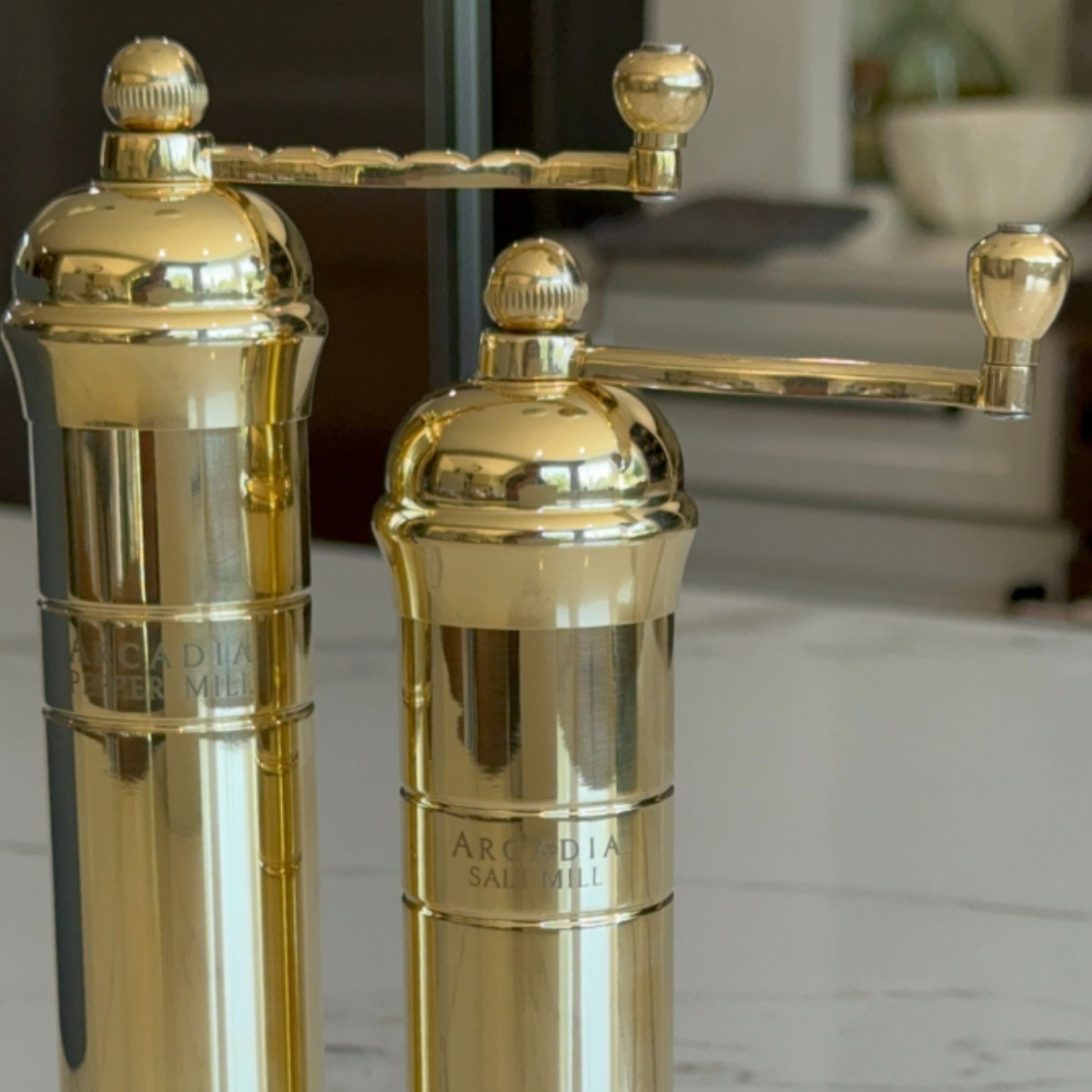 Auric, Vintage European Salt & Pepper Mill, Solid Brass, Timeless and Elegant Grinders