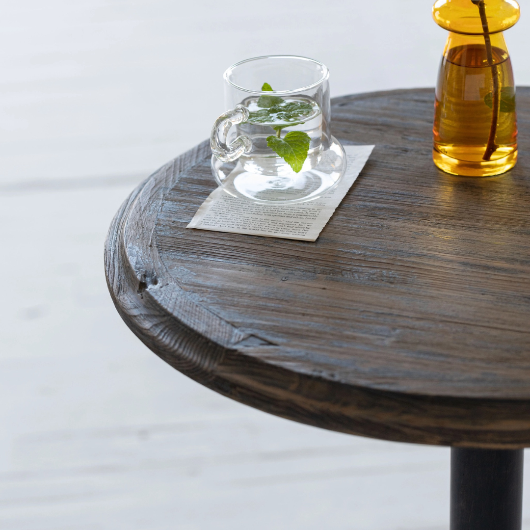 Bellevie, Pine Bistro Table Finished in Charcoal Wash, 24”D x 30”H
