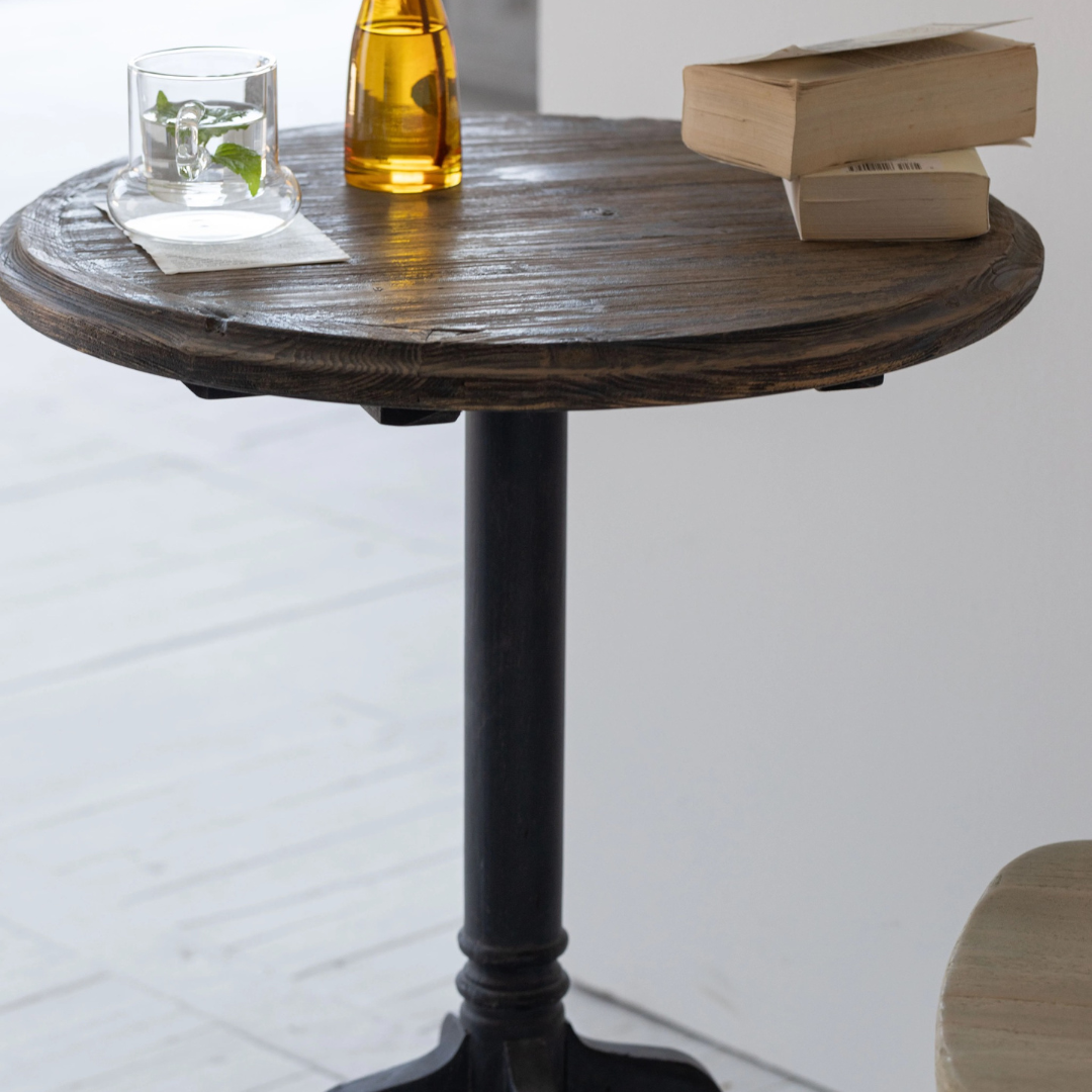 Bellevie, Pine Bistro Table Finished in Charcoal Wash, 24”D x 30”H
