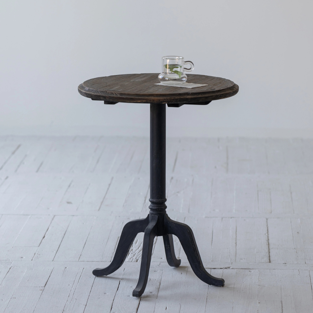 Bellevie, Pine Bistro Table Finished in Charcoal Wash, 24”D x 30”H