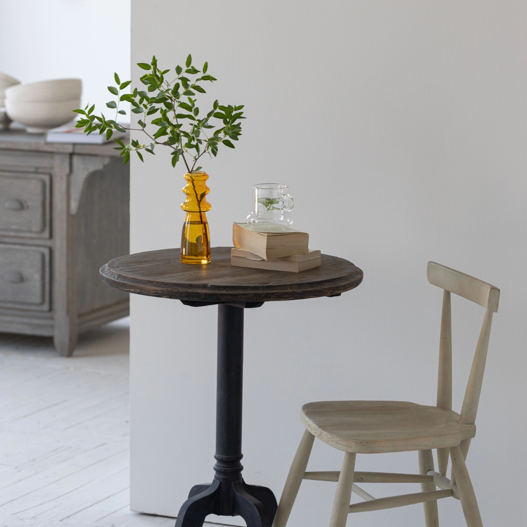 Bellevie, Pine Bistro Table Finished in Charcoal Wash, 24”D x 30”H