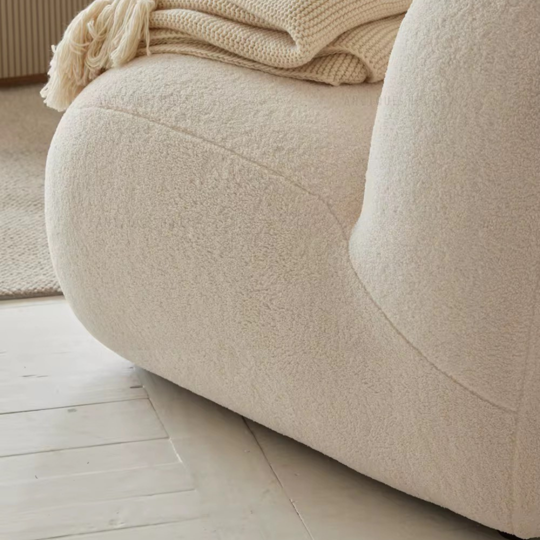 Elyndra, Luxe Oversized Sofa Lounge Chair in Creamy White Boucle, 33”L x 40”W x 30”H