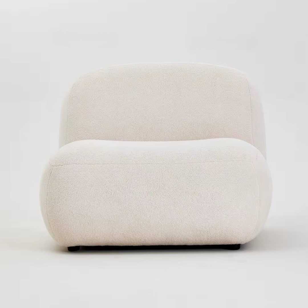 Elyndra, Luxe Oversized Sofa Lounge Chair in Creamy White Boucle, 33”L x 40”W x 30”H