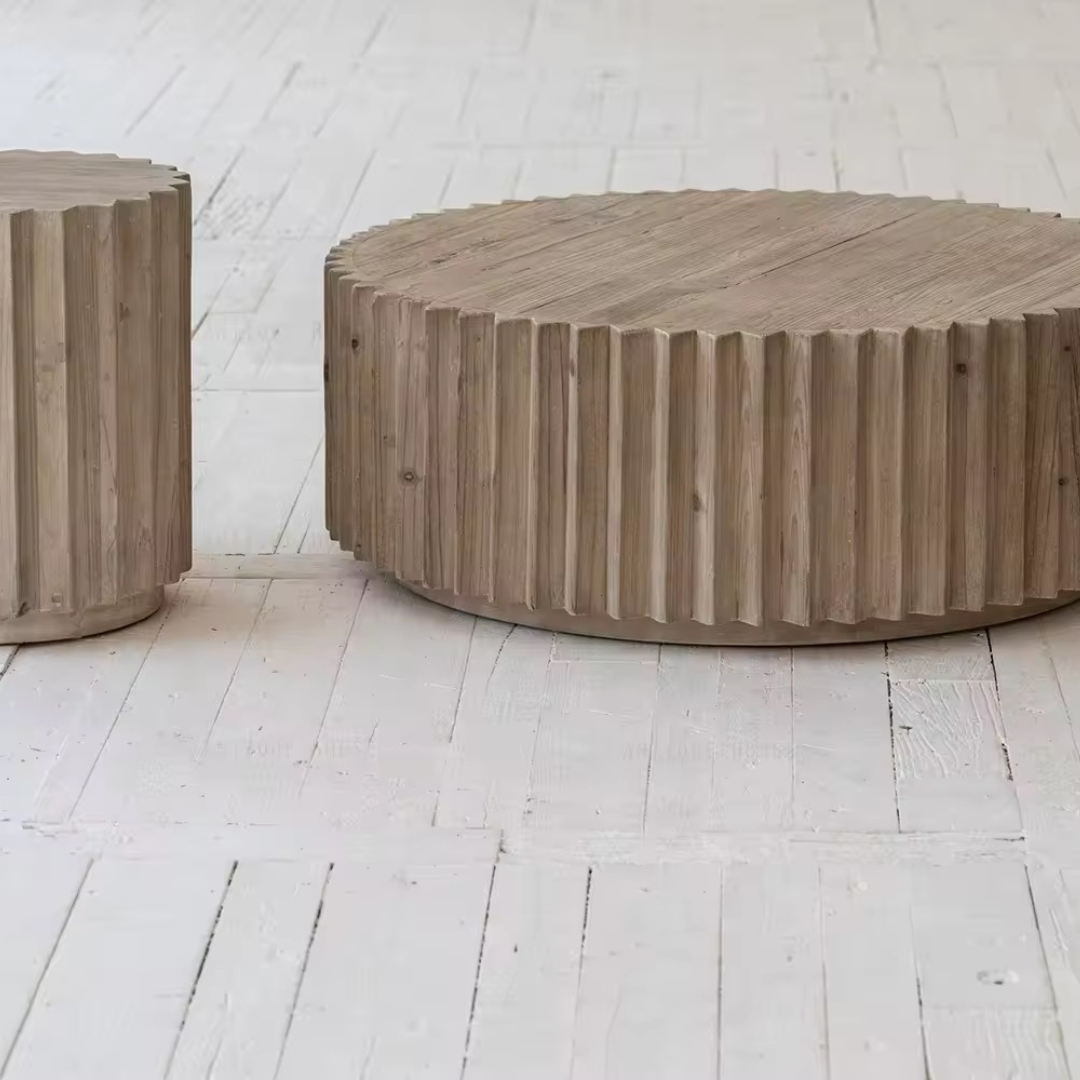 Koros, Recycled Pine Coffee Table in Stonewashed Abalone Finish, 33”D x 12”H