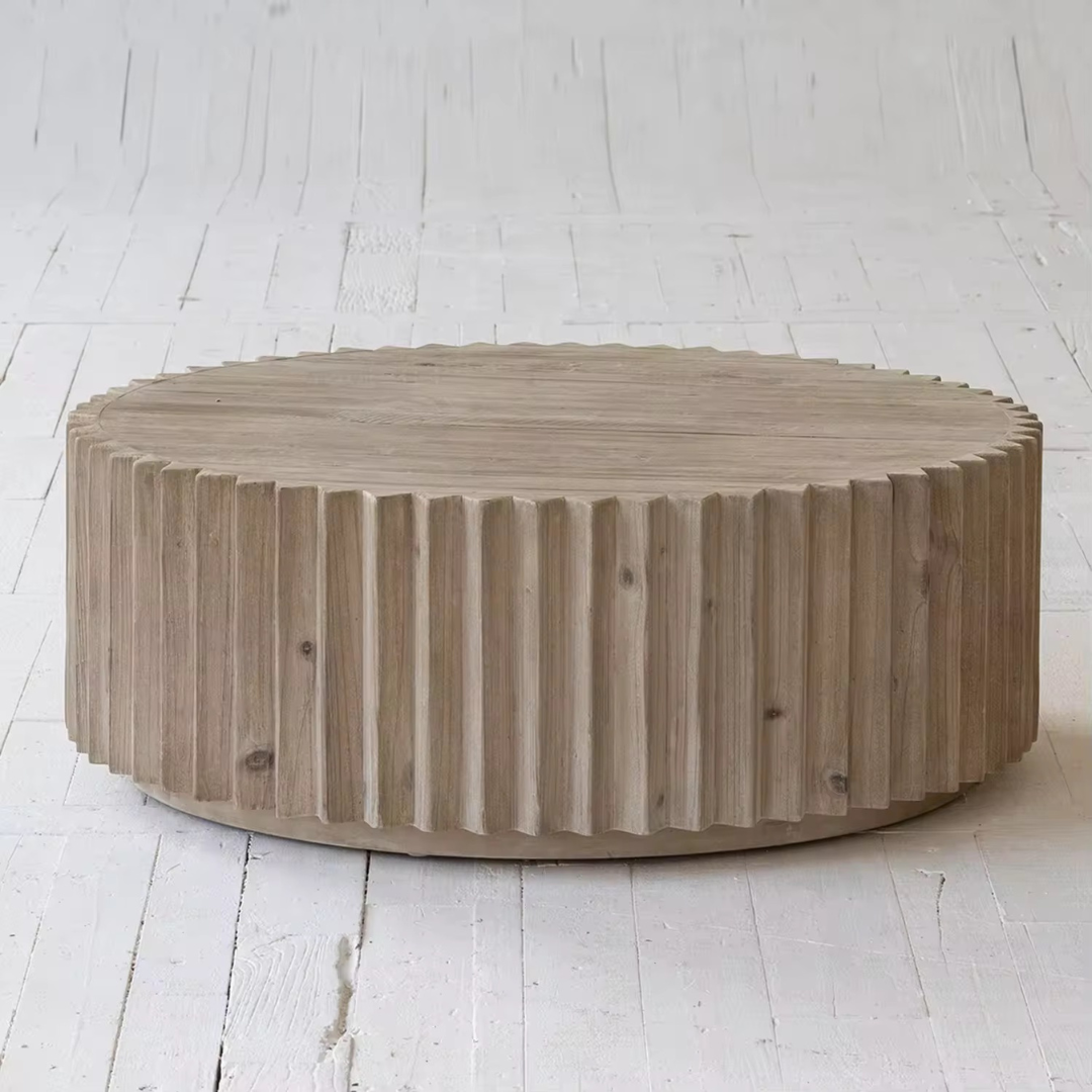 Koros, Recycled Pine Coffee Table in Stonewashed Abalone Finish, 33”D x 12”H