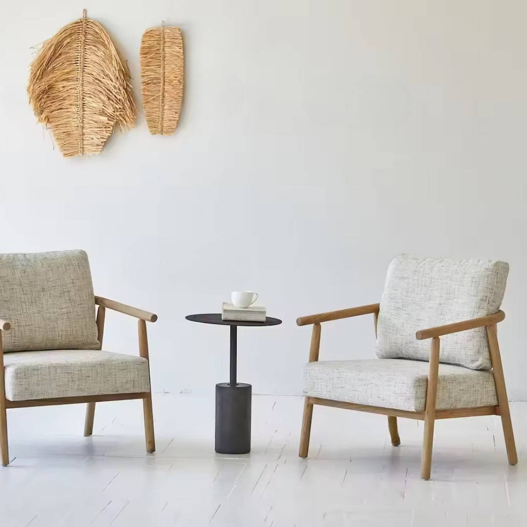 Athea Accent Lounge Chair, Solid Oak Armrest 28”L x 26”W x 32”H