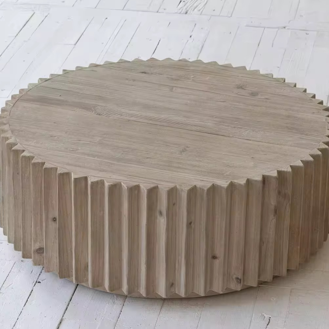 Koros, Recycled Pine Coffee Table in Stonewashed Abalone Finish, 33”D x 12”H