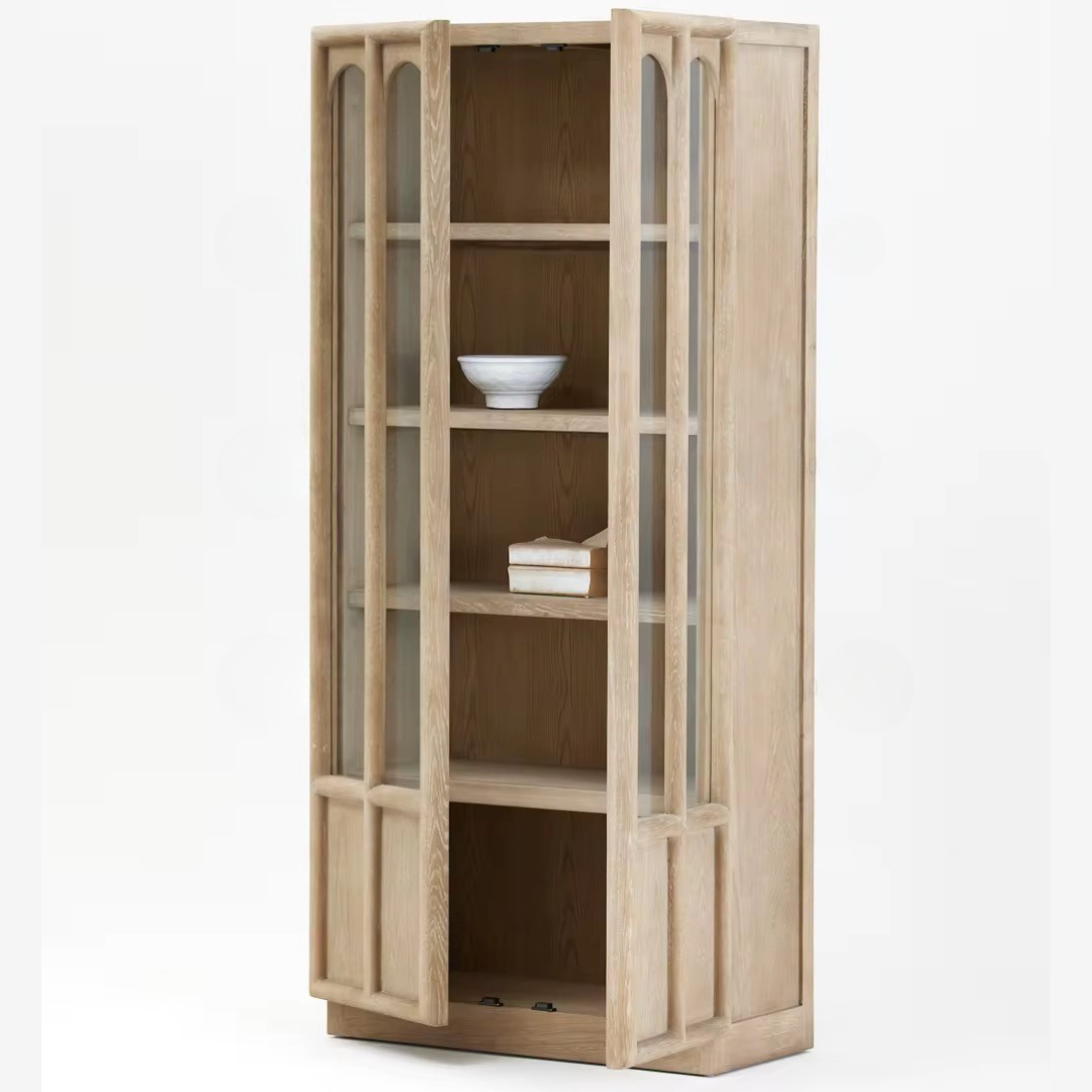 Oakmere, Oak Display Cabinet in Finished in a Warm Ash Finish, 32”L x 16”W x 71”H