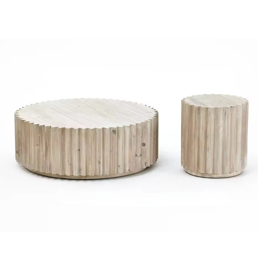 Koros, Recycled Pine Coffee Table in Stonewashed Abalone Finish, 33”D x 12”H