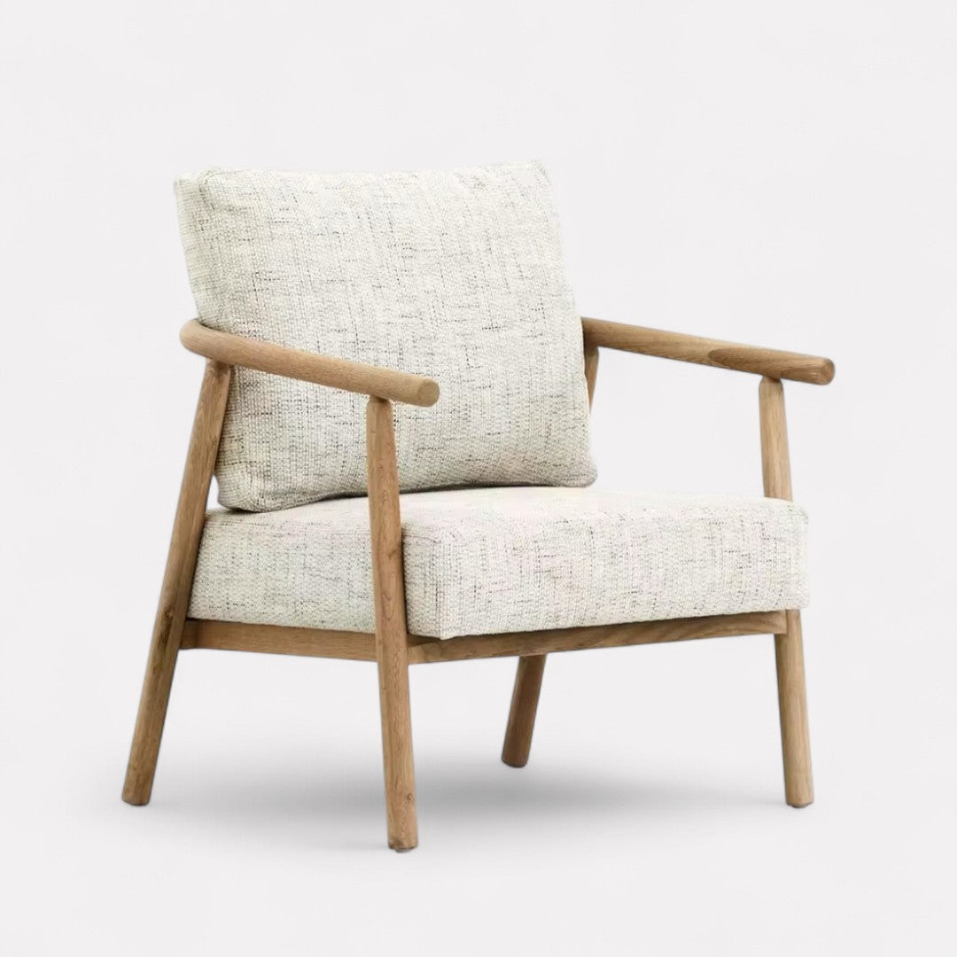 Athea Accent Lounge Chair, Solid Oak Armrest 28”L x 26”W x 32”H