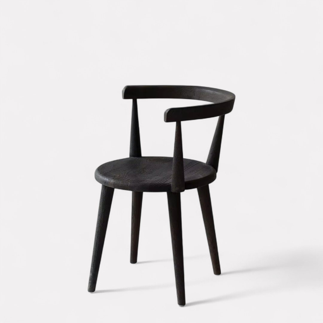 Auren, Oak Dining Side Chair in Charred Oak Finish, 22"D x 28"H