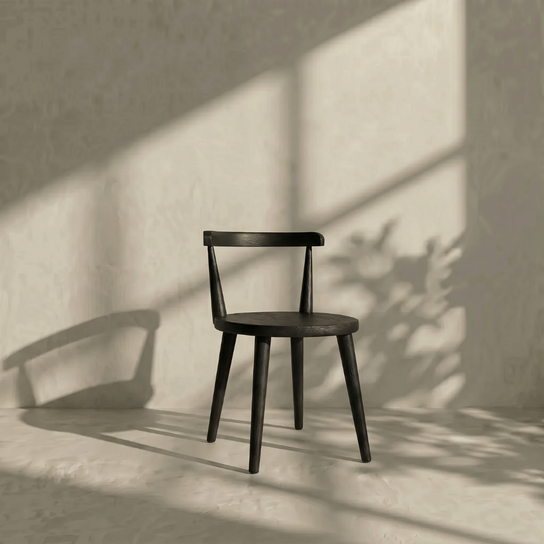 Auren, Oak Dining Side Chair in Charred Oak Finish, 22"D x 28"H