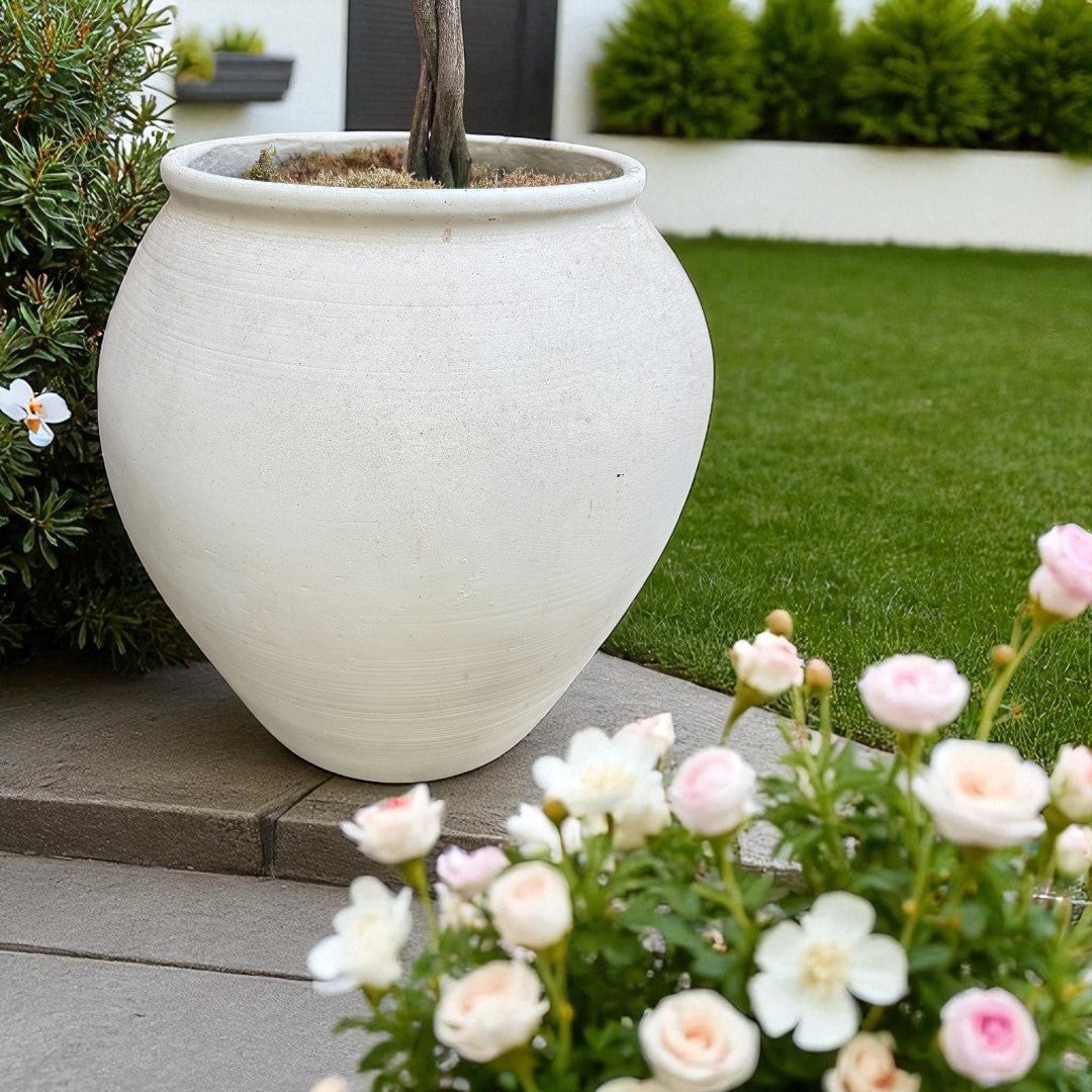 Cyprus XL, Fiber Clay Pot, Hand-painted in Clamshell, 19.6"D x 19.6"H