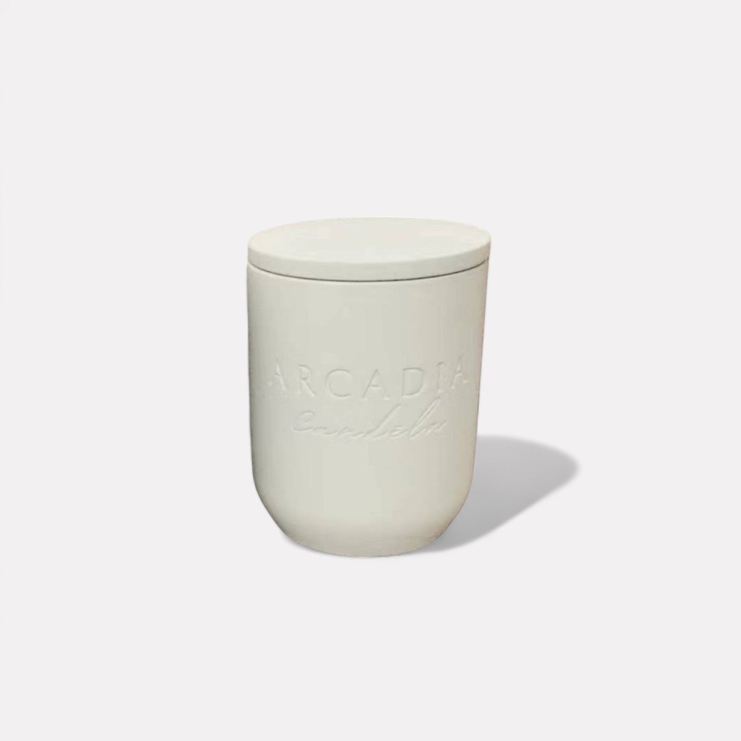 Nova Blanc Modern Stone Candēla Vessel with Lid, 2.3"D x 4"H