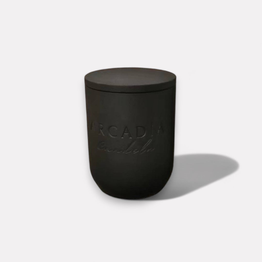 Nova Raven Modern Candēla Vessel with Lid, 2.3"D x 4"H