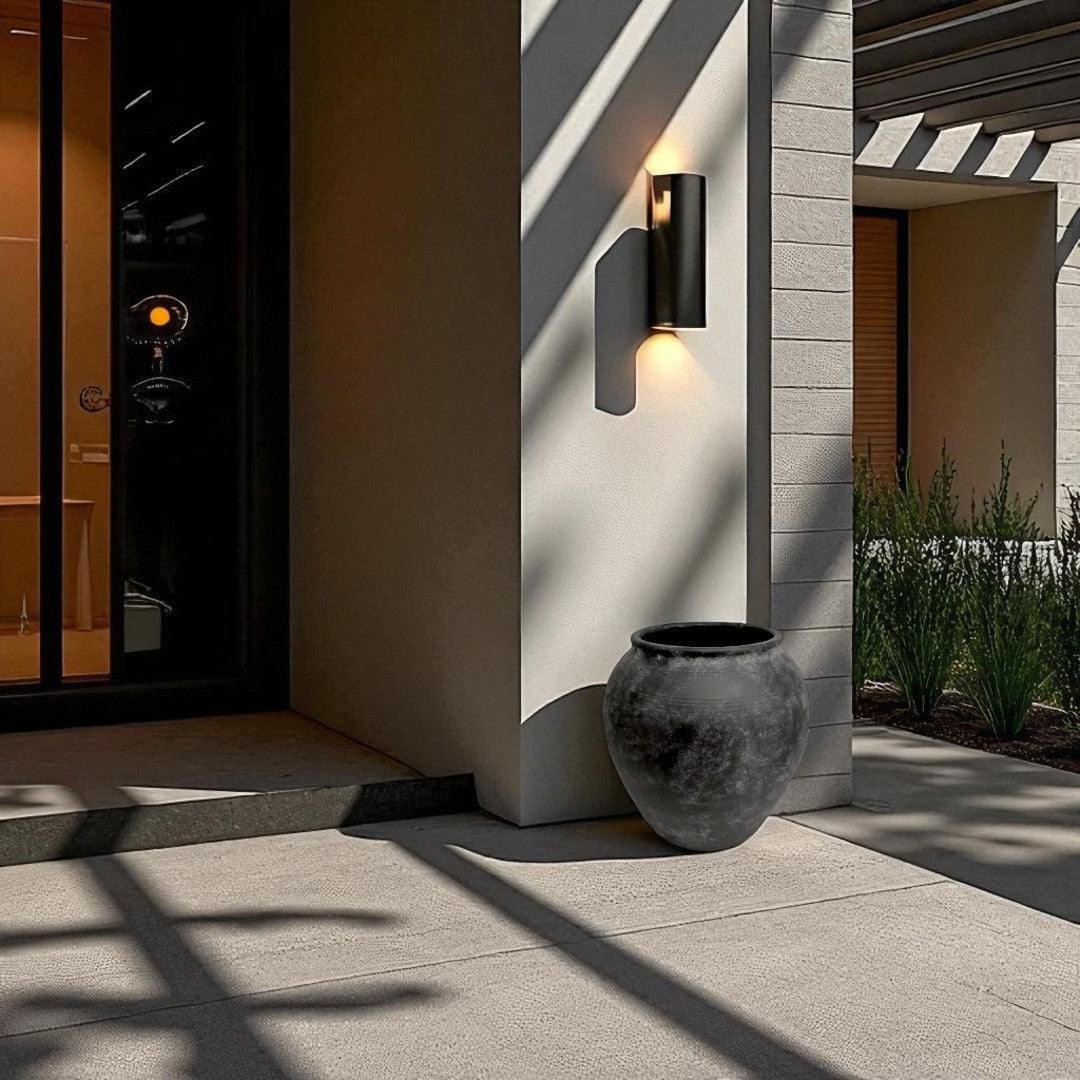 Cyprus XL,Fiber Clay Pot, Hand-painted in Weathered Black, 19.6"D x 19.6"H