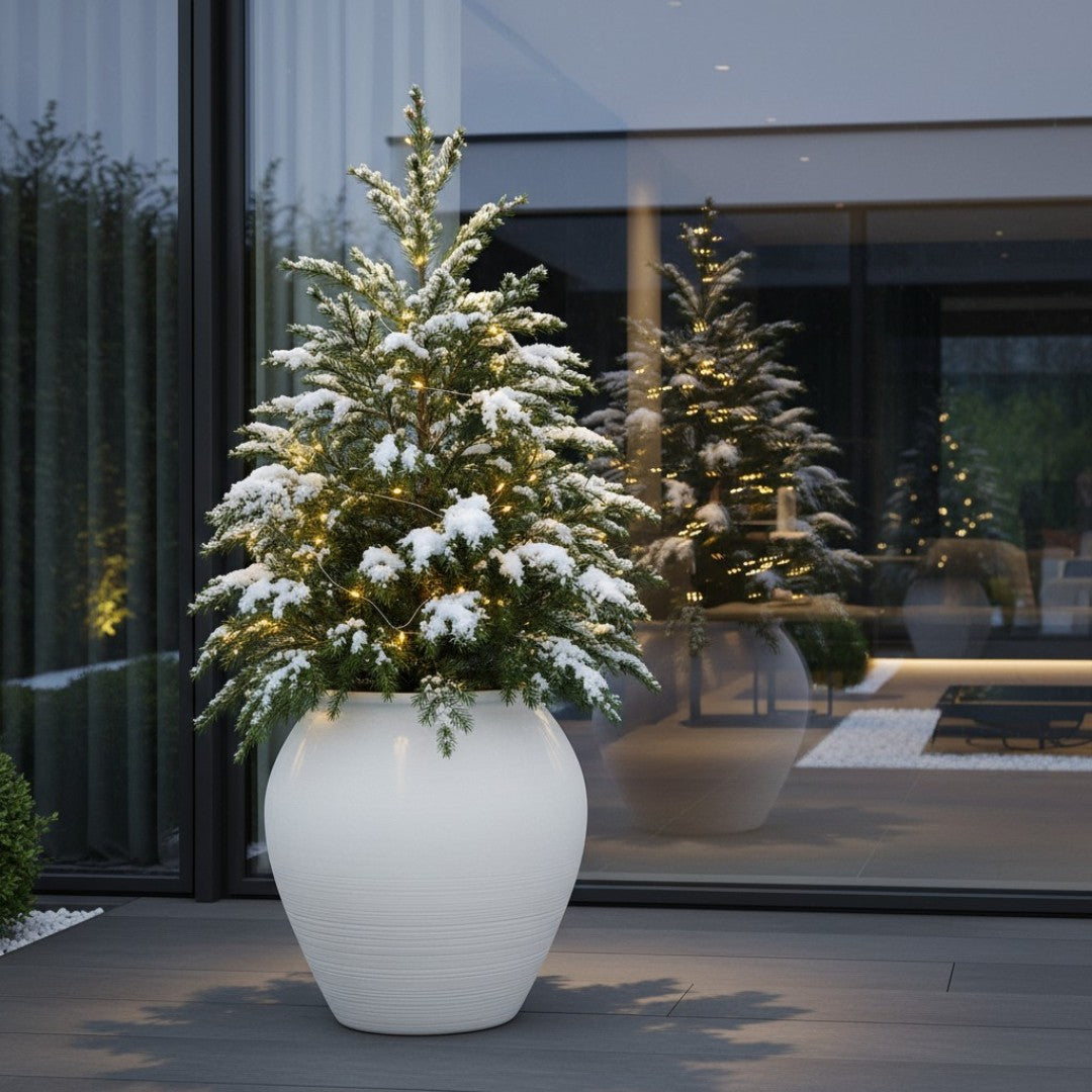 Cyprus XL, Fiber Clay Pot, Hand-painted in Clamshell, 19.6"D x 19.6"H