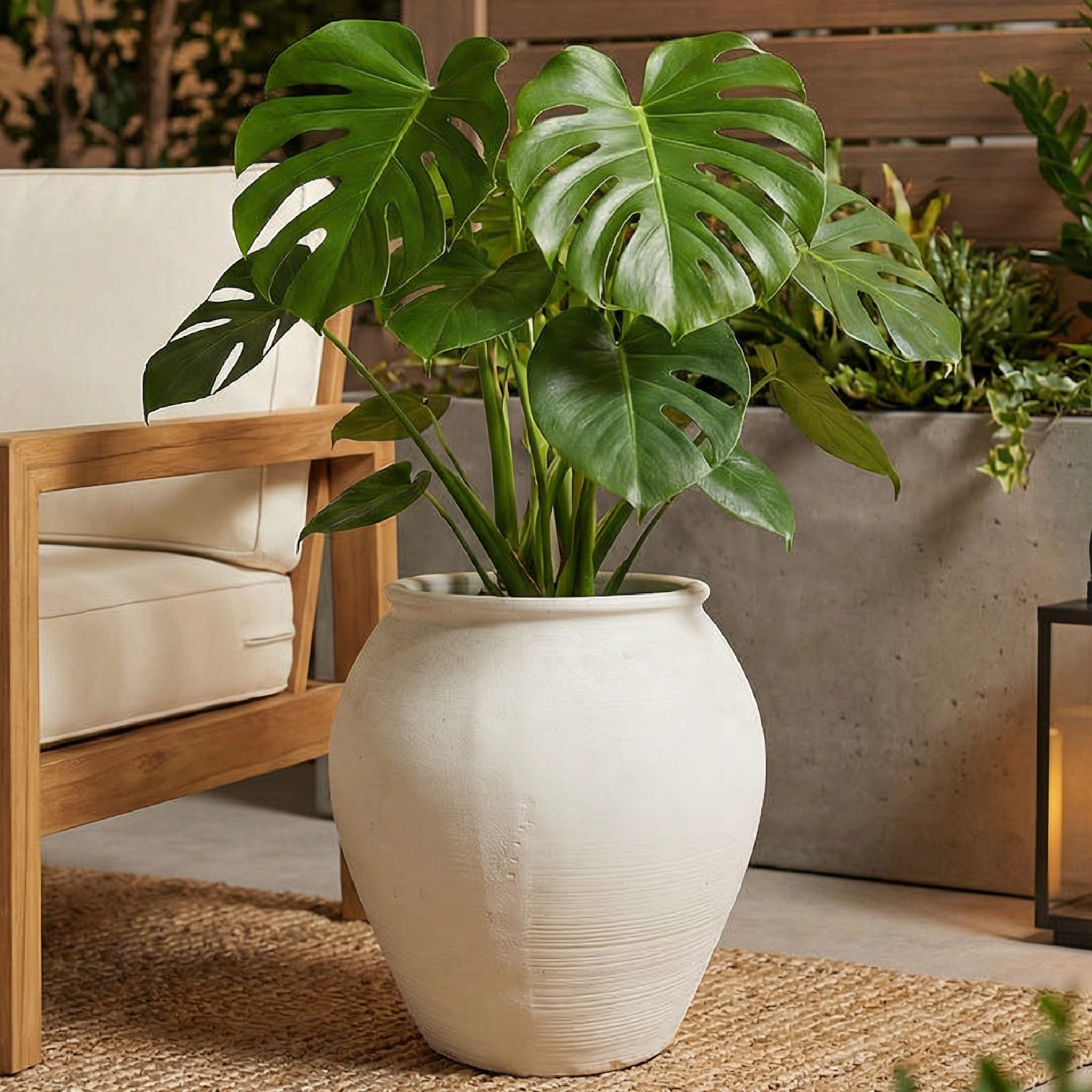 Cyprus XL, Fiber Clay Pot, Hand-painted in Clamshell, 19.6"D x 19.6"H