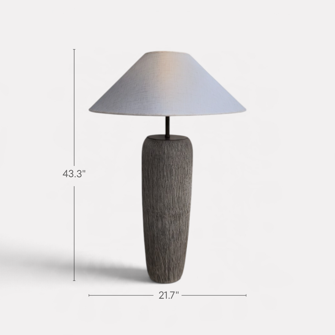 Solenna, Sculpted Ceramic Base with Luxe Woven Fabric Shade