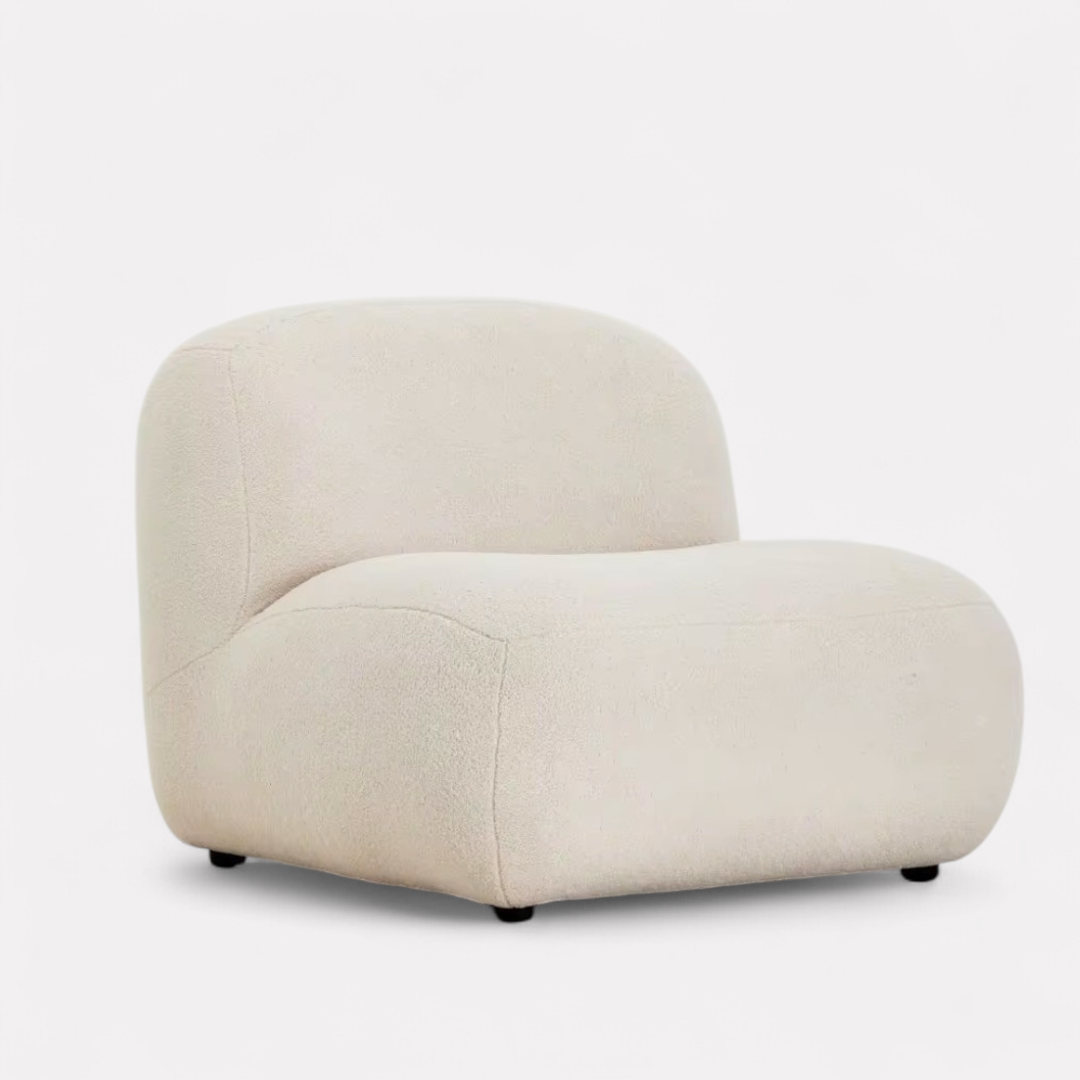 Elyndra, Luxe Oversized Sofa Lounge Chair in Creamy White Boucle, 33”L x 40”W x 30”H