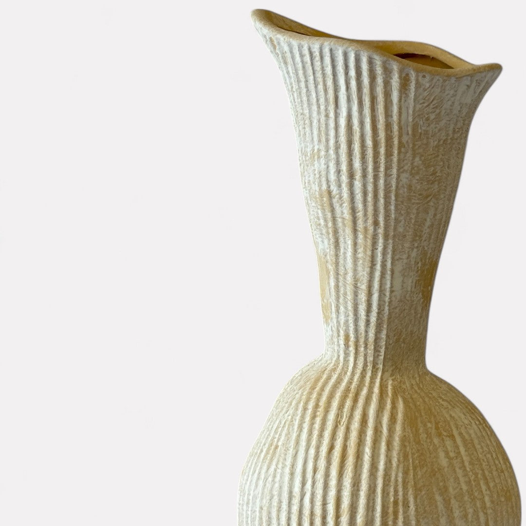 Everly Terracotta Vase Hand-painted in Sandwashed Ivory 4.7"D x 10.6"H