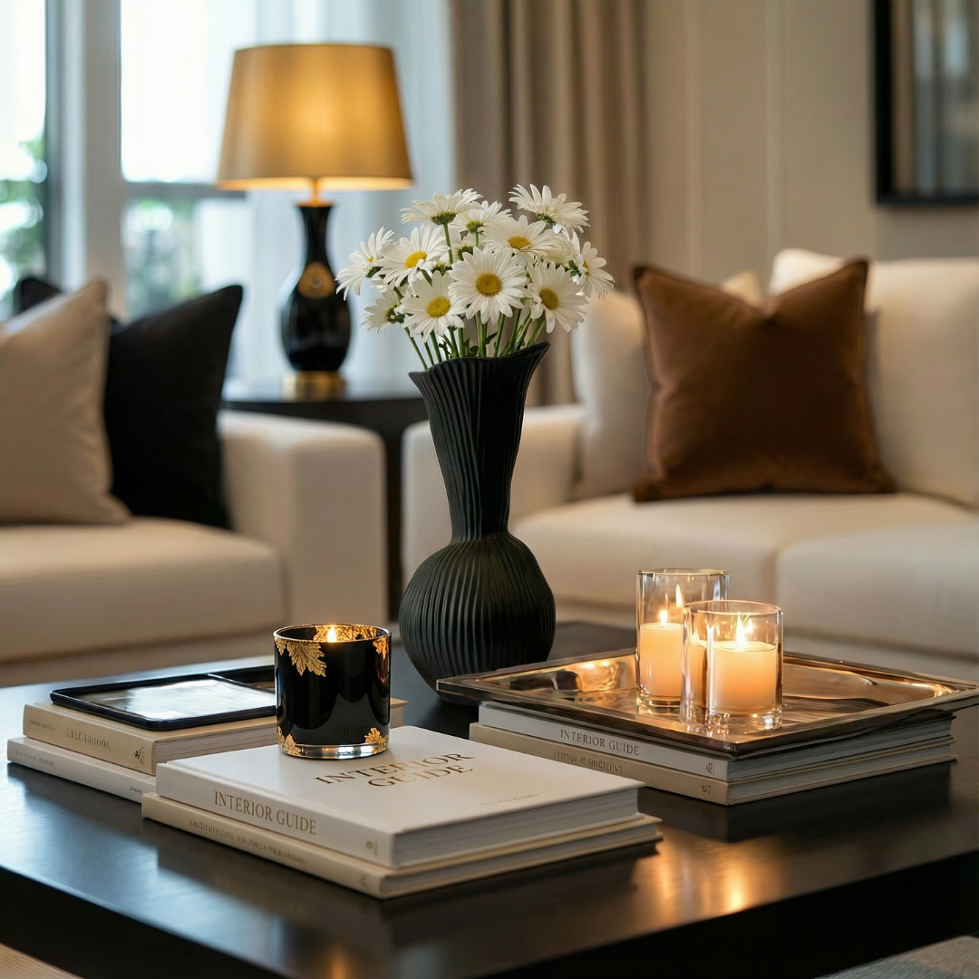 Everly Terracotta Vase, Hand-painted in Jet Black 4.7"D x 10.6" H