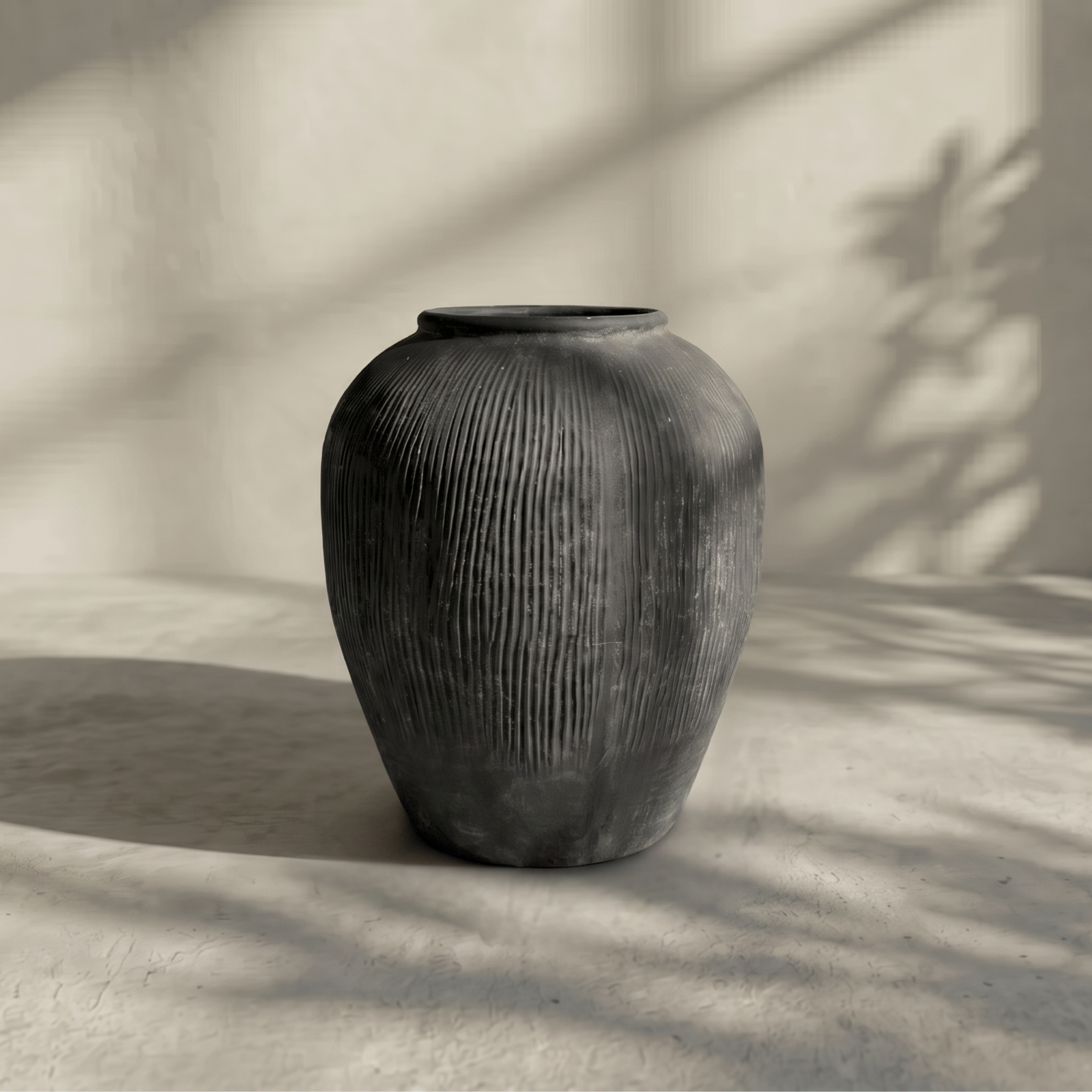 Pompeii Terranova, Fiber Clay Vessel in Weathered Black 14.1"D x 15.7"H