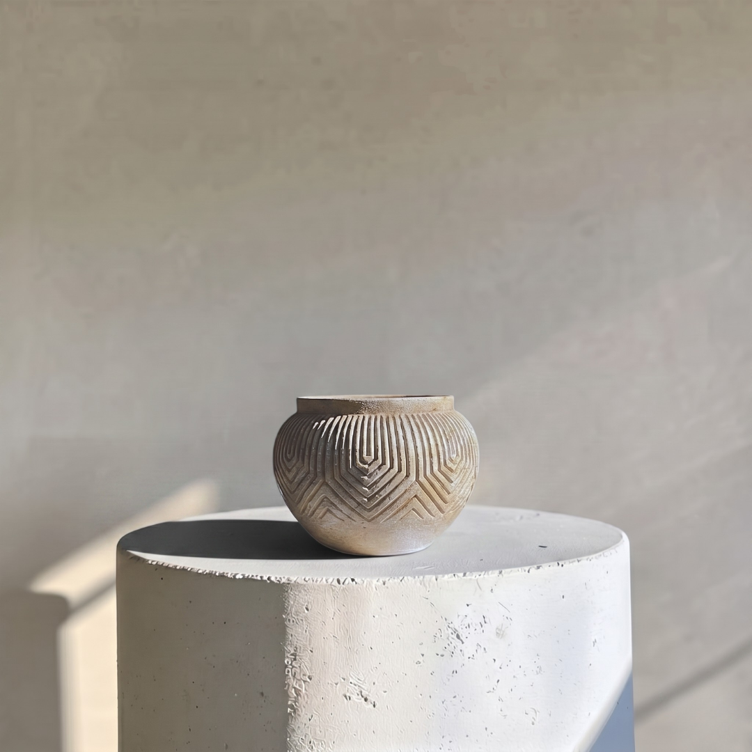 Linden Concrete Vessel, 8"D X 6"H