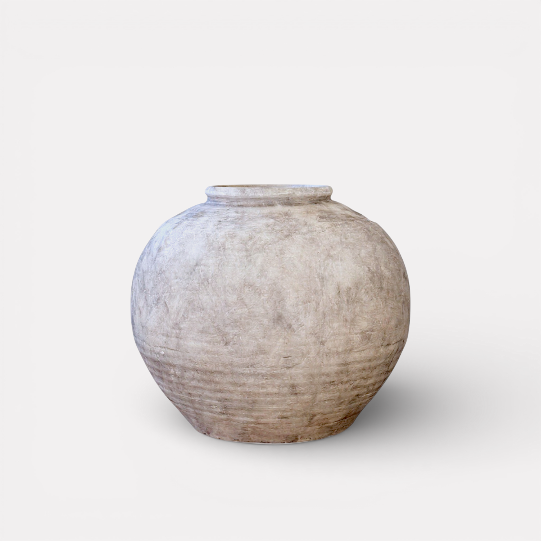 Greystone Fiber Clay Vessel in Aged White, 18.5"D x 14.4" H